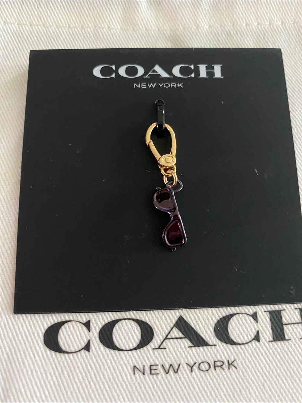 NWOT COACH Gold & Purple Sunglasses Necklace bracelet Charm